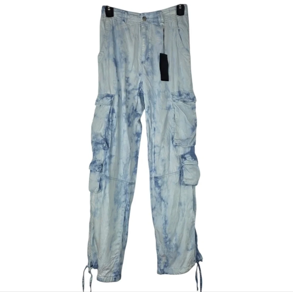 NWT The Nu Vintage Light Blue Tie Dye Cargo Pants Size Medium